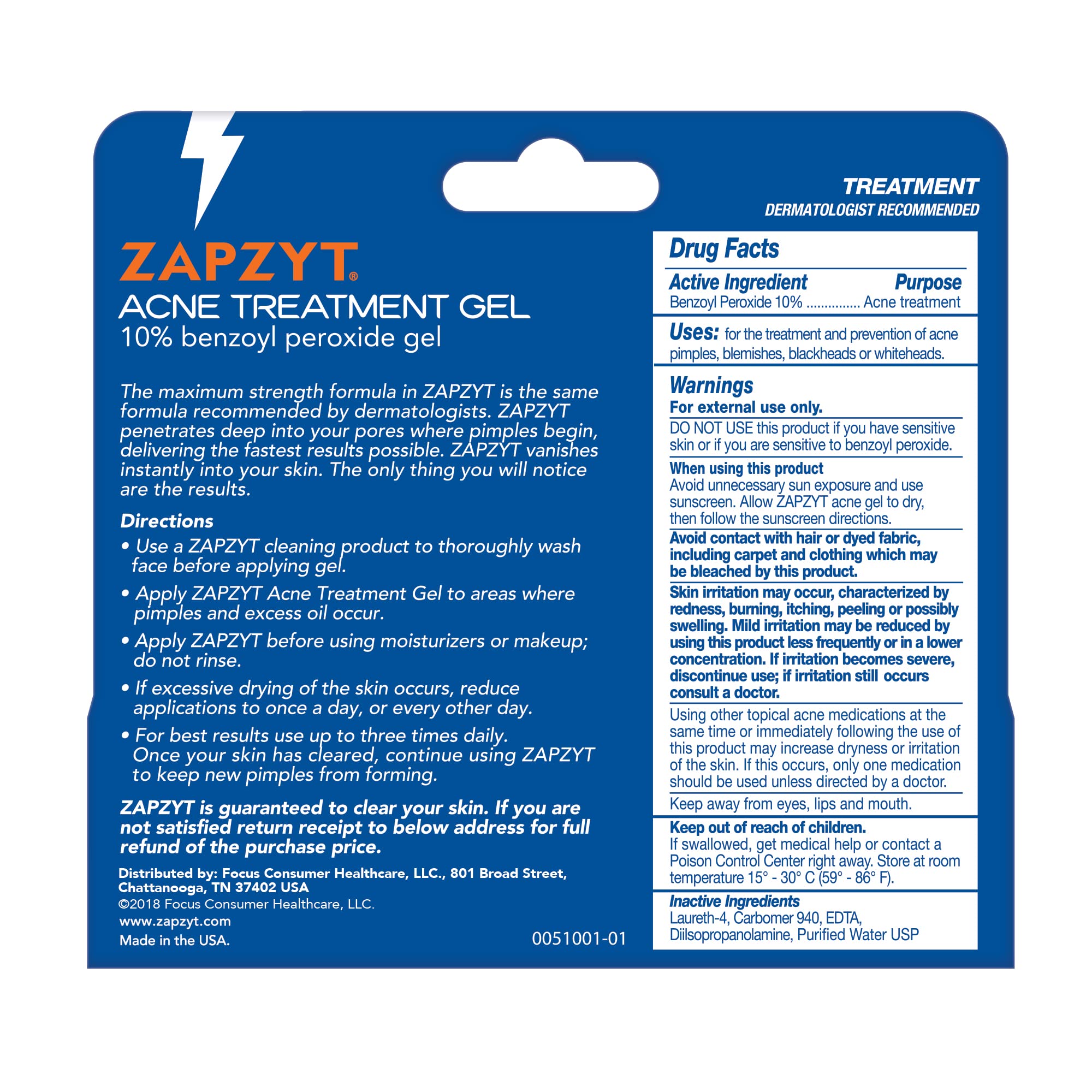 Zapzyt 2 Step Acne Treatment – Oil-Free Wash + Maximum Strength Gel