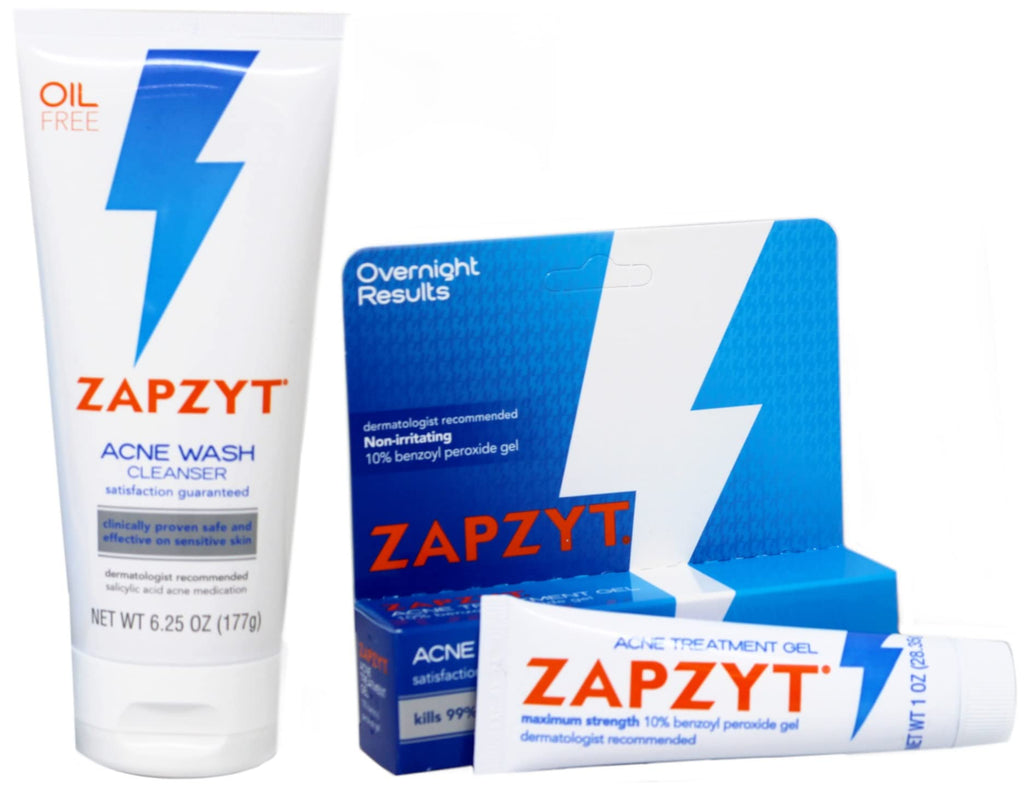 Zapzyt 2 Step Acne Treatment – Oil-Free Wash + Maximum Strength Gel