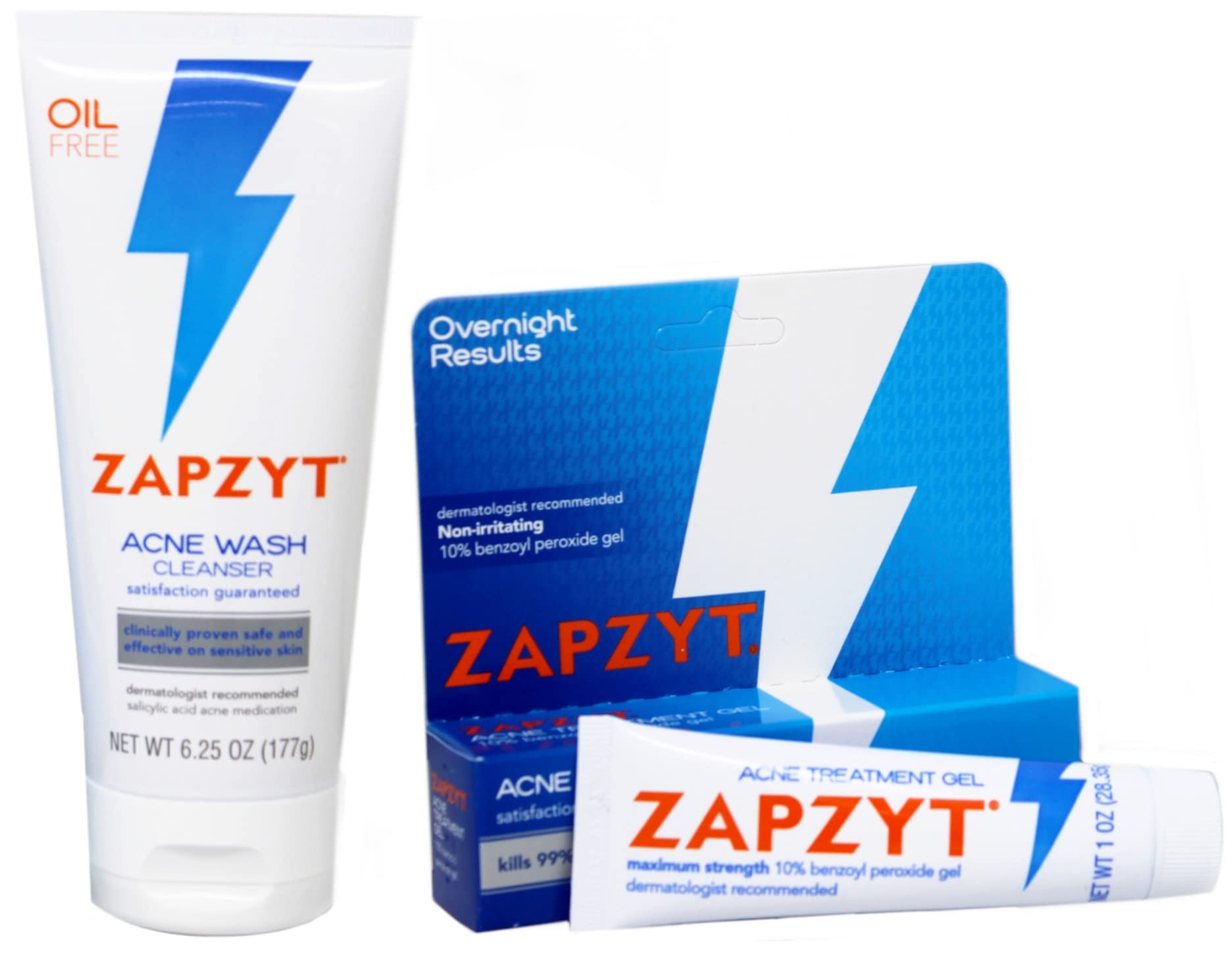 Zapzyt 2 Step Acne Treatment – Oil-Free Wash + Maximum Strength Gel