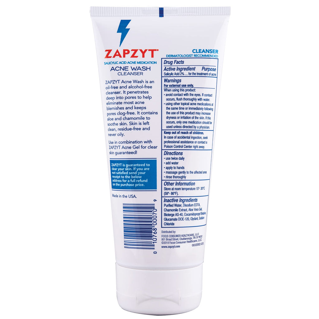 Zapzyt 2 Step Acne Treatment – Oil-Free Wash + Maximum Strength Gel