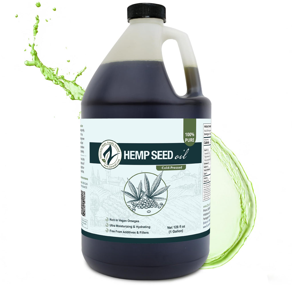 Zatural Hemp Oil 100% Pure Cold Pressed High Omegas 3 & 6 - 1 Gallon