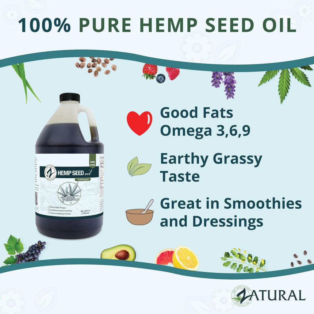 Zatural Hemp Oil 100% Pure Cold Pressed High Omegas 3 & 6 - 1 Gallon
