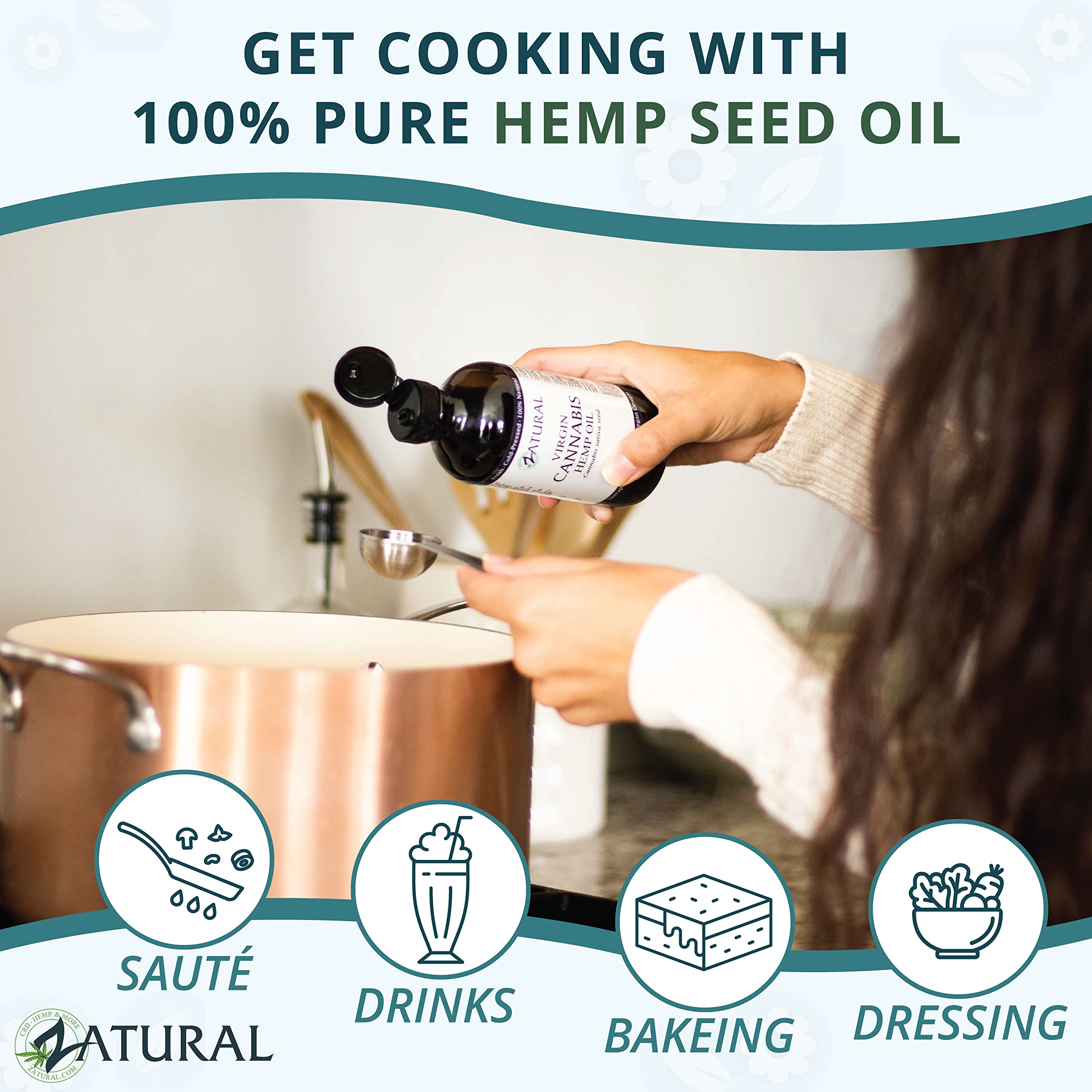 Zatural Hemp Oil 100% Pure Cold Pressed High Omegas 3 & 6 - 1 Gallon
