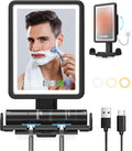 ZDXBO Fogless Shower Mirror with LED Lights, Clock & Storage (Rechargeable)