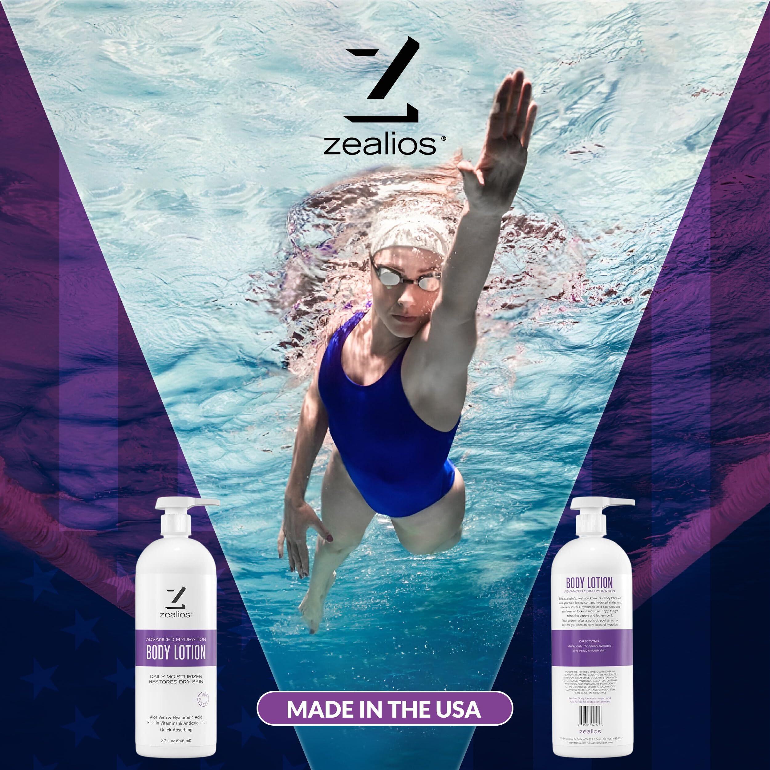 Zealios Advanced Hydration Body Lotion 32oz for Dry Skin – Deep Moisture, Papaya & Lychee Scent