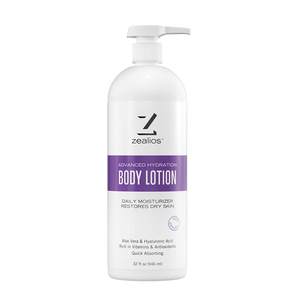 Zealios Advanced Hydration Body Lotion 32oz for Dry Skin – Deep Moisture, Papaya & Lychee Scent