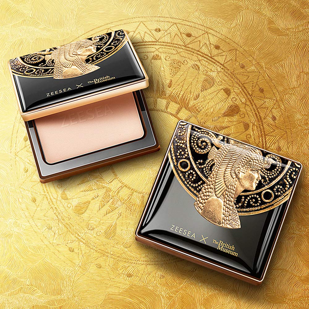ZEESEA Pressed Powder – British Museum Egypt Series (#01 Ivory White) | Long-Lasting Oil Control & Full Coverage