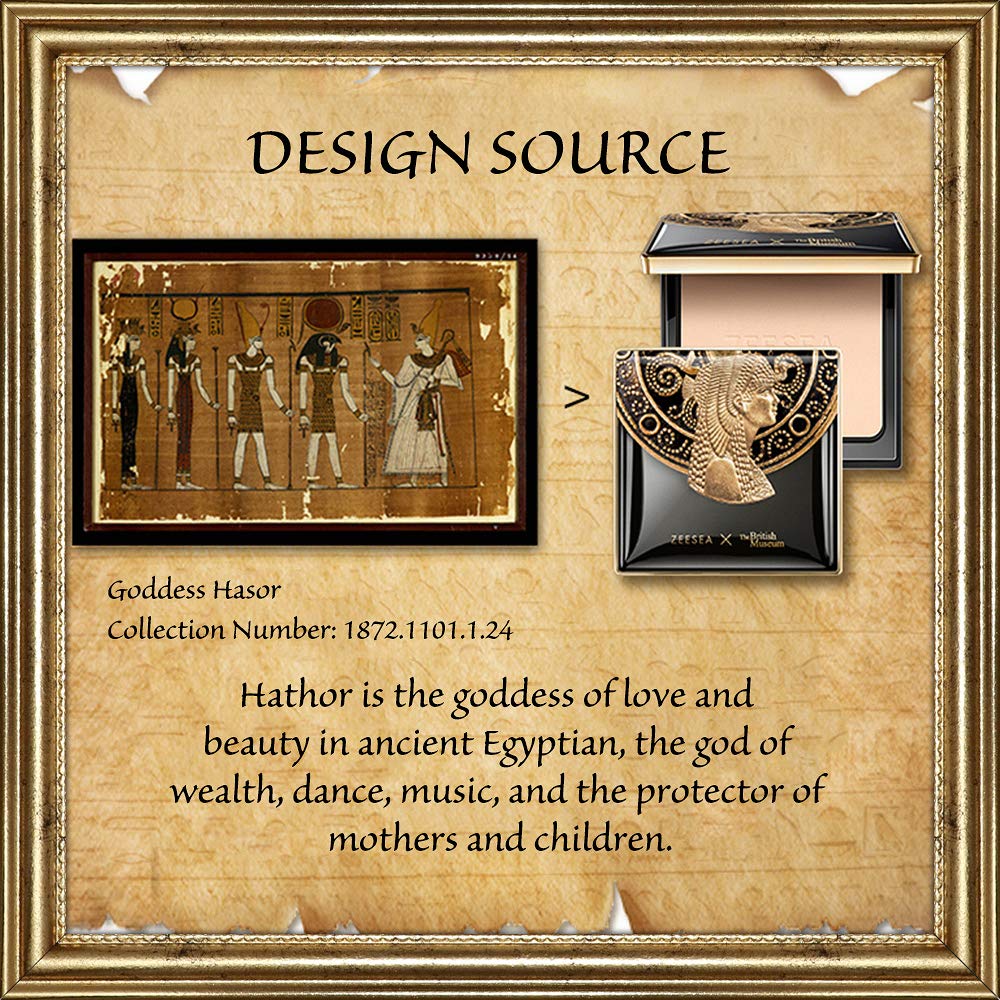 ZEESEA Pressed Powder – British Museum Egypt Series (#01 Ivory White) | Long-Lasting Oil Control & Full Coverage