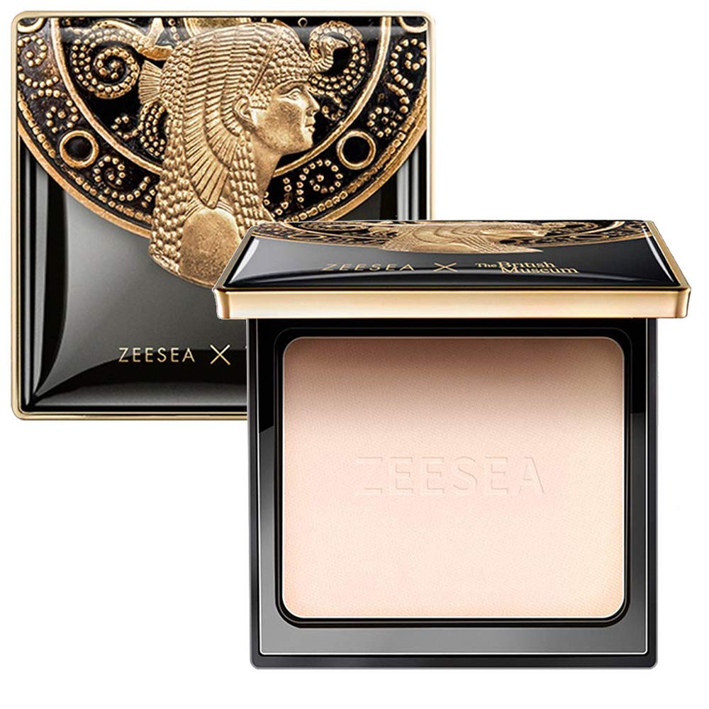 ZEESEA Pressed Powder – British Museum Egypt Series (#01 Ivory White) | Long-Lasting Oil Control & Full Coverage