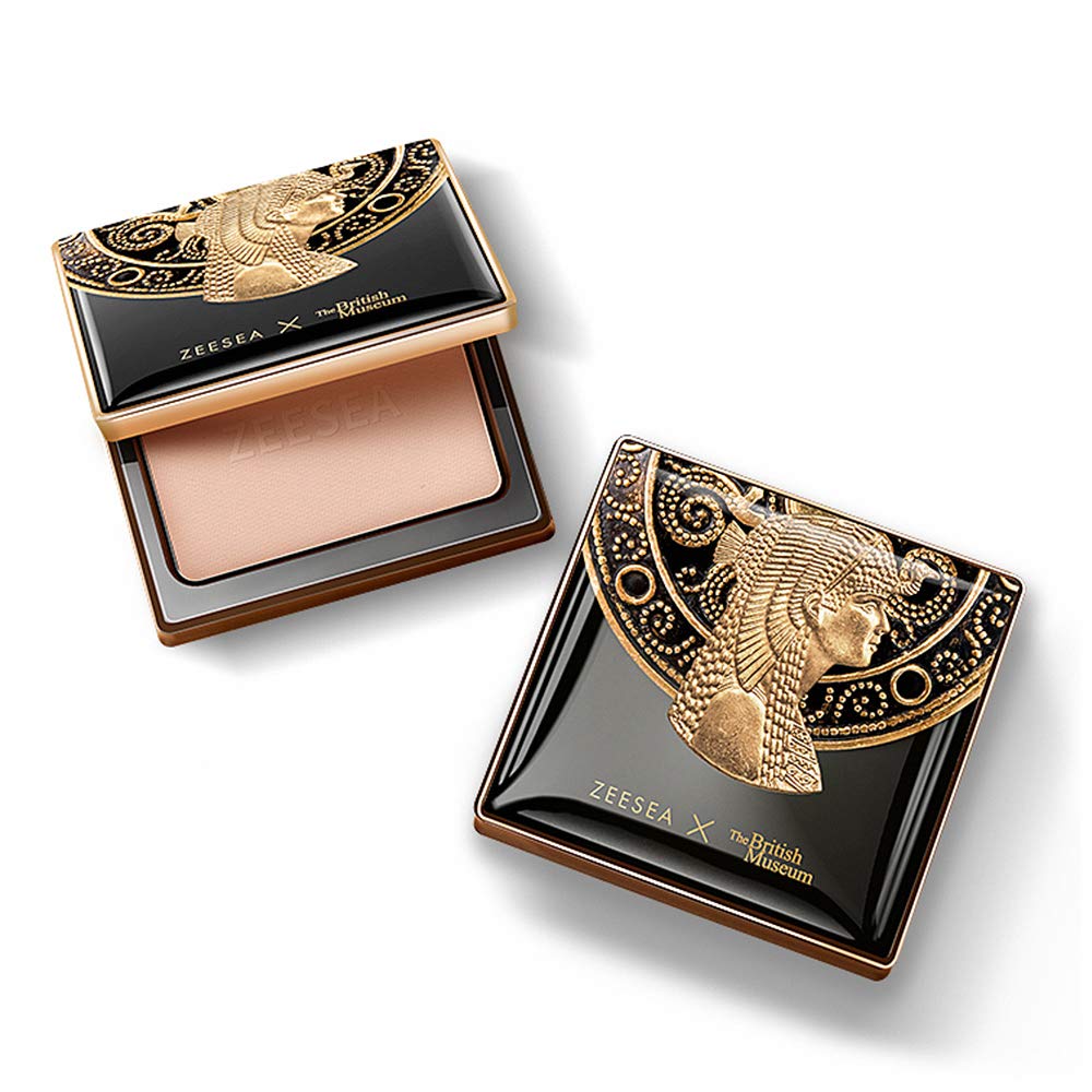 ZEESEA Pressed Powder – British Museum Egypt Series (#01 Ivory White) | Long-Lasting Oil Control & Full Coverage