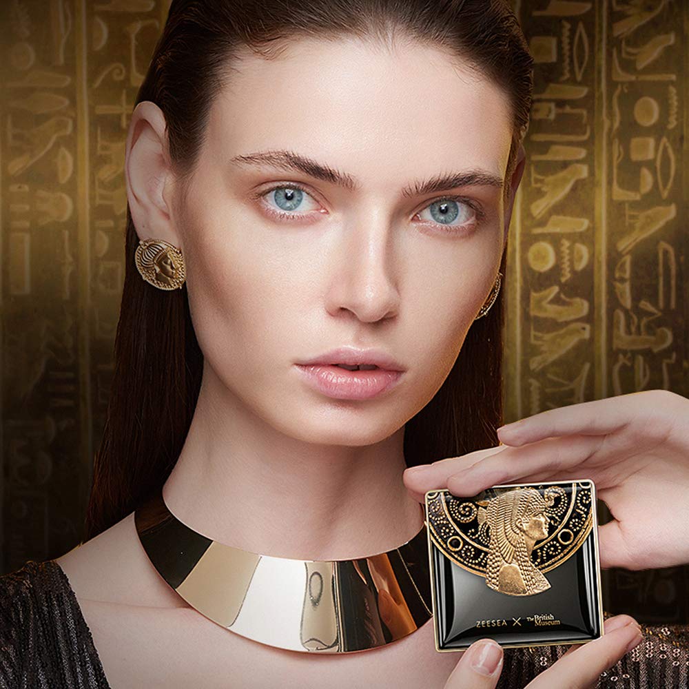 ZEESEA Pressed Powder – British Museum Egypt Series (#01 Ivory White) | Long-Lasting Oil Control & Full Coverage