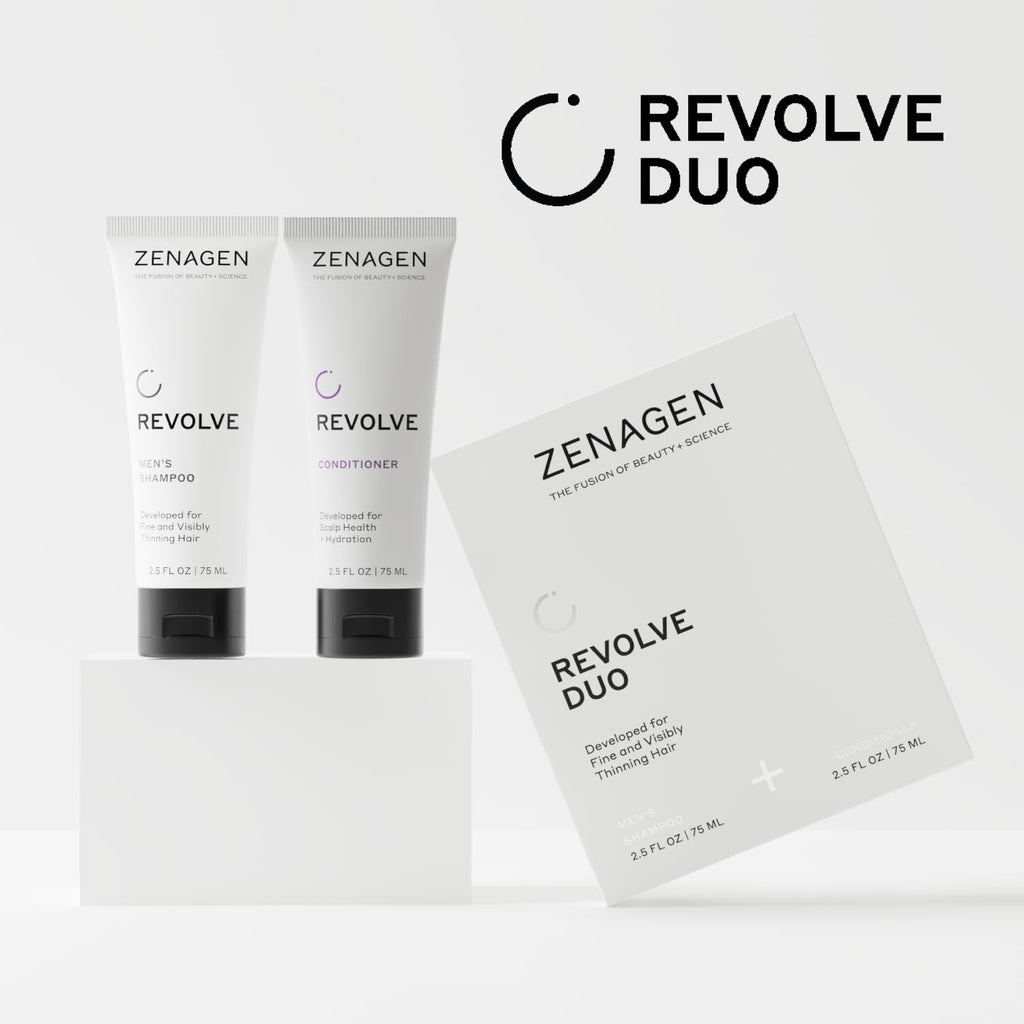 ZENAGEN Revolve Men's Travel Kit – Travel-Size Shampoo & Conditioner for Fine Hair (Plant-Based, Color-Safe, Vegan)