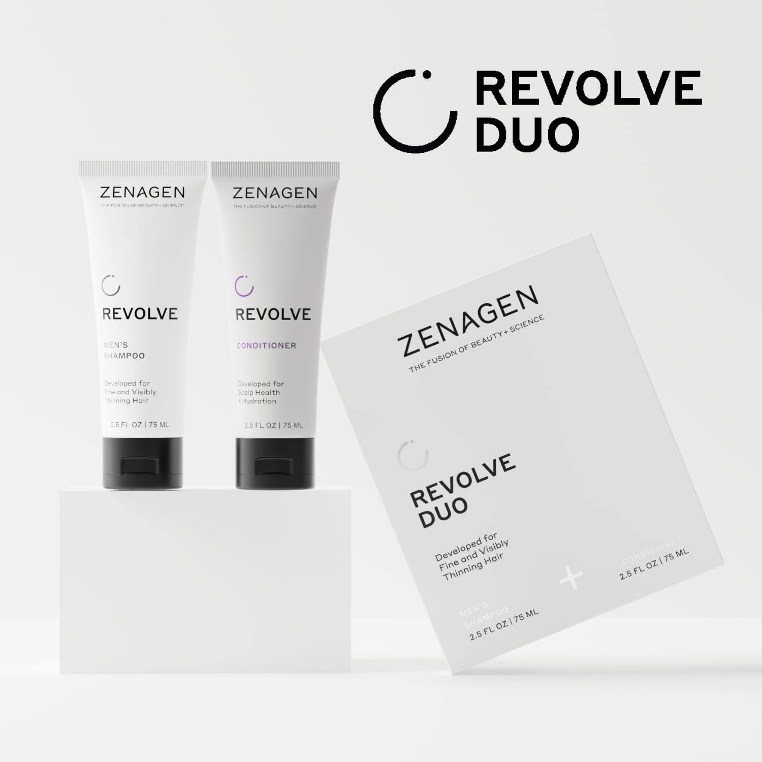 ZENAGEN Revolve Men's Travel Kit – Travel-Size Shampoo & Conditioner for Fine Hair (Plant-Based, Color-Safe, Vegan)