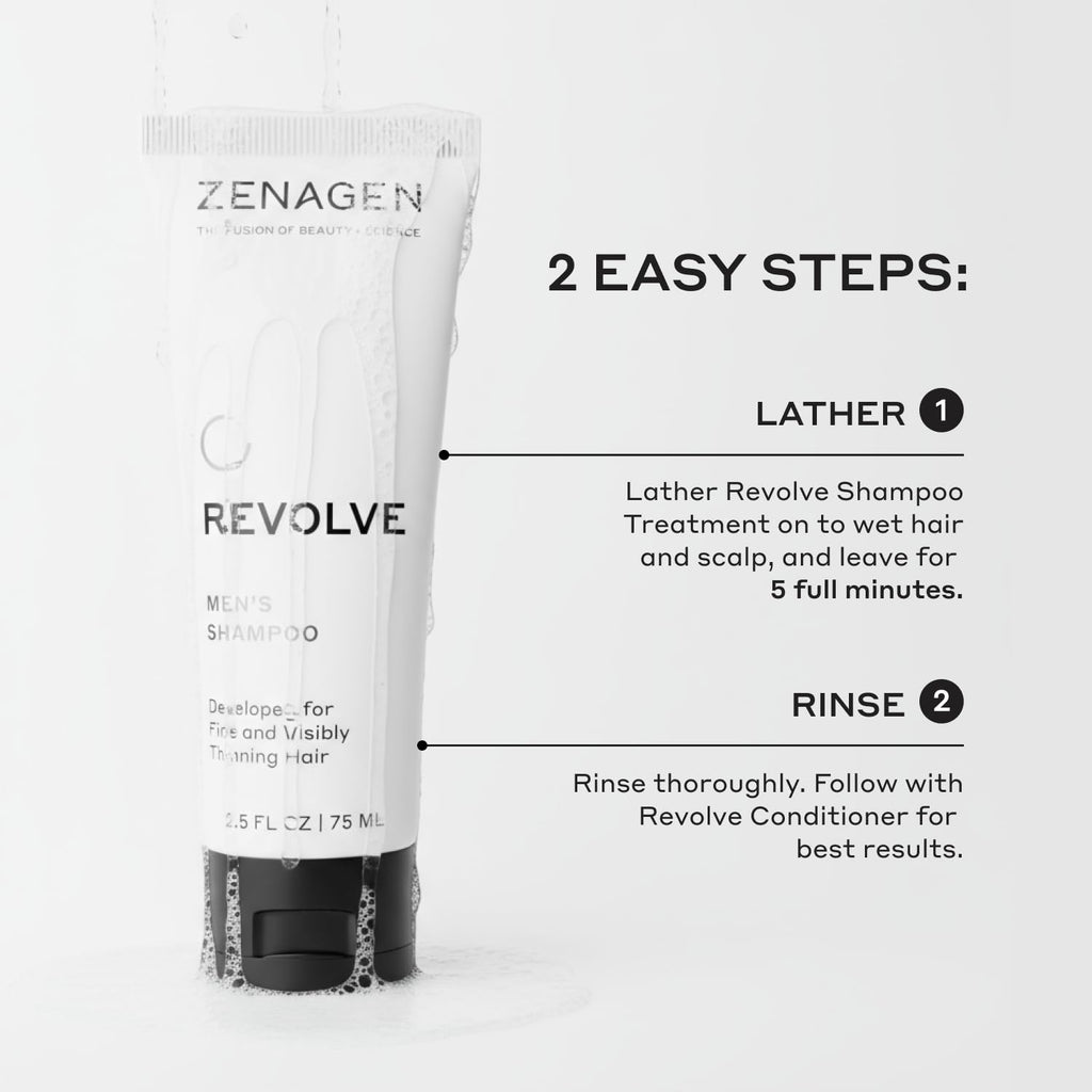 ZENAGEN Revolve Men's Travel Kit – Travel-Size Shampoo & Conditioner for Fine Hair (Plant-Based, Color-Safe, Vegan)