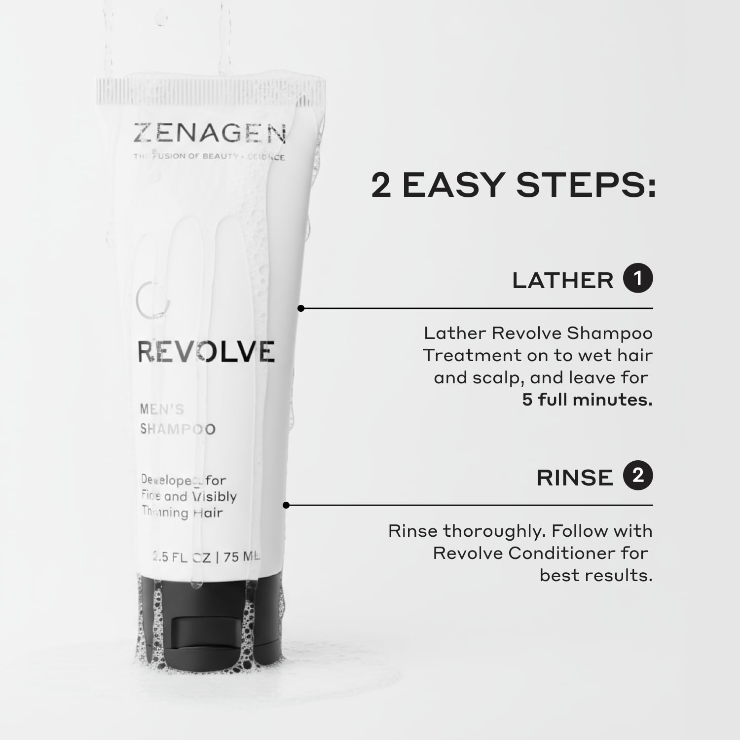 ZENAGEN Revolve Men's Travel Kit – Travel-Size Shampoo & Conditioner for Fine Hair (Plant-Based, Color-Safe, Vegan)
