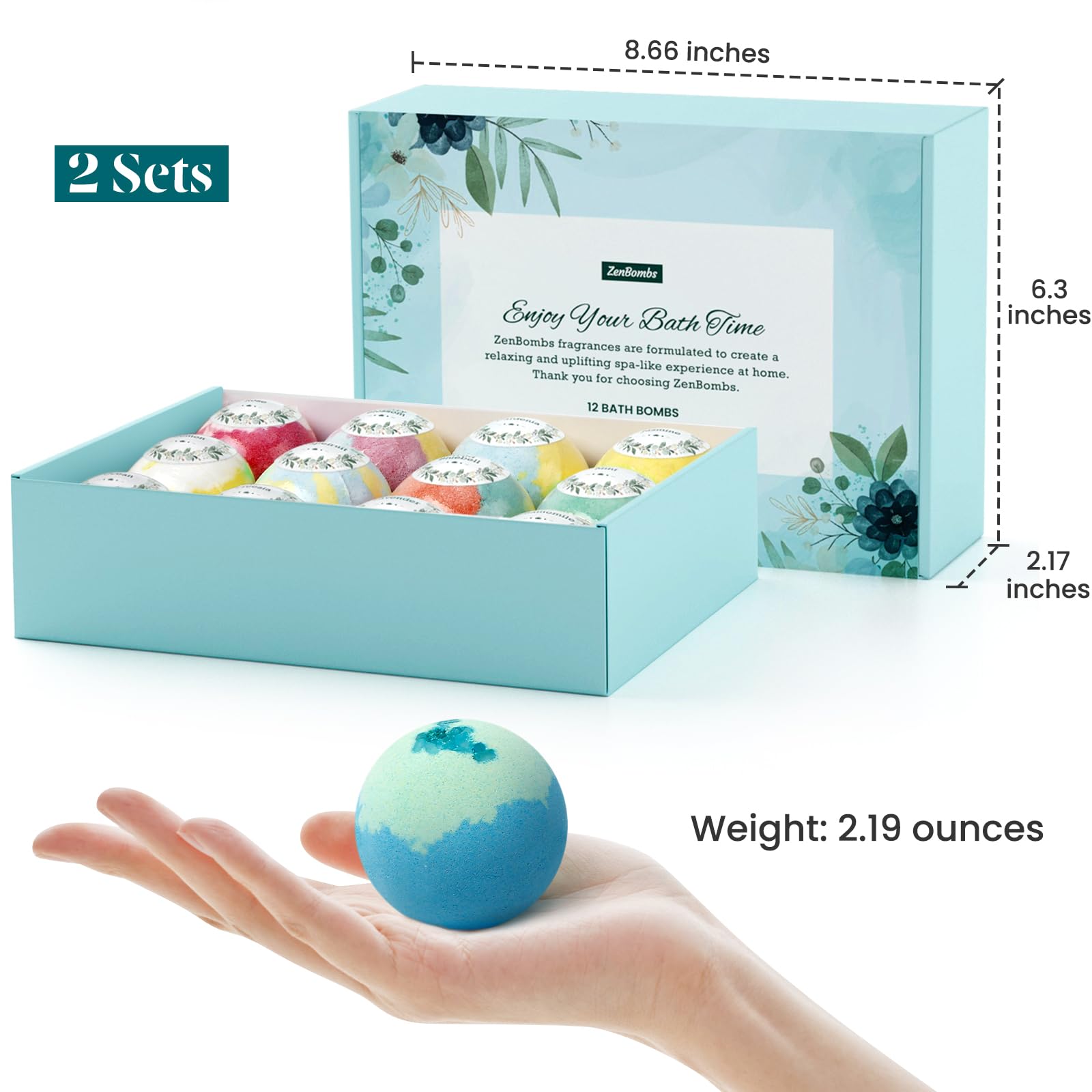 ZenBombs Bath Bombs for Women - 24pc Handmade Natural Gift Set with Shea Butter