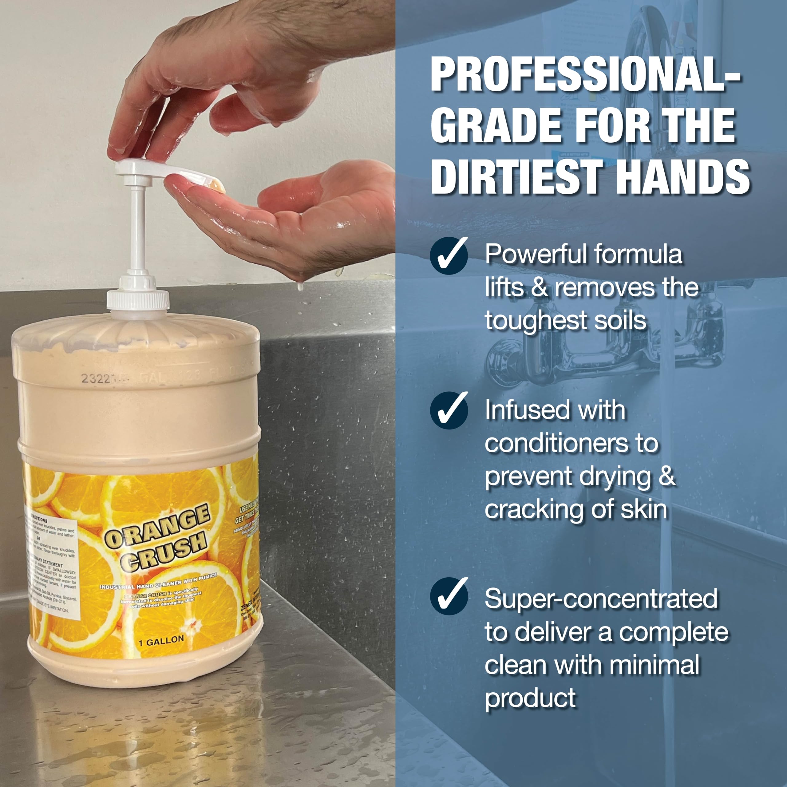 Zenex Orange Crush Hand Soap with Pumice and Skin Conditioners – Industrial Hand Cleaner Citrus Crème Scent | 1 Gallon (4-Pack)