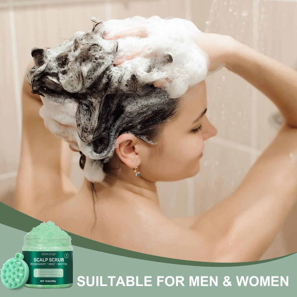 ZENGYQI Scalp Scrub Rosemary & Mint with Biotin | Exfoliating Massager for Itchy Scalp