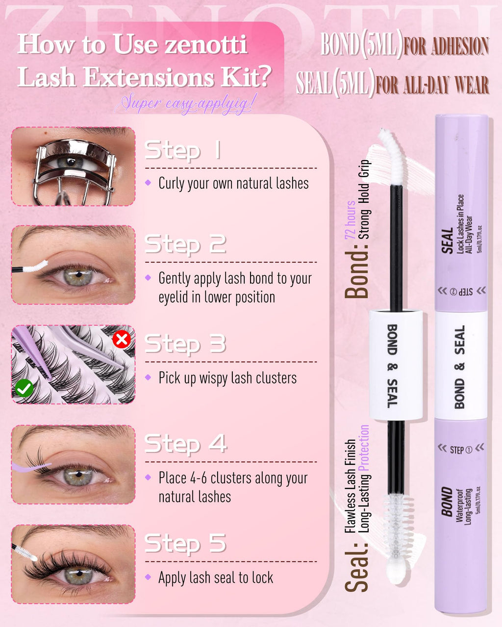 Zenotti Lash Clusters Kit Wispy – DIY Natural Lashes 216pcs (10–16mm)