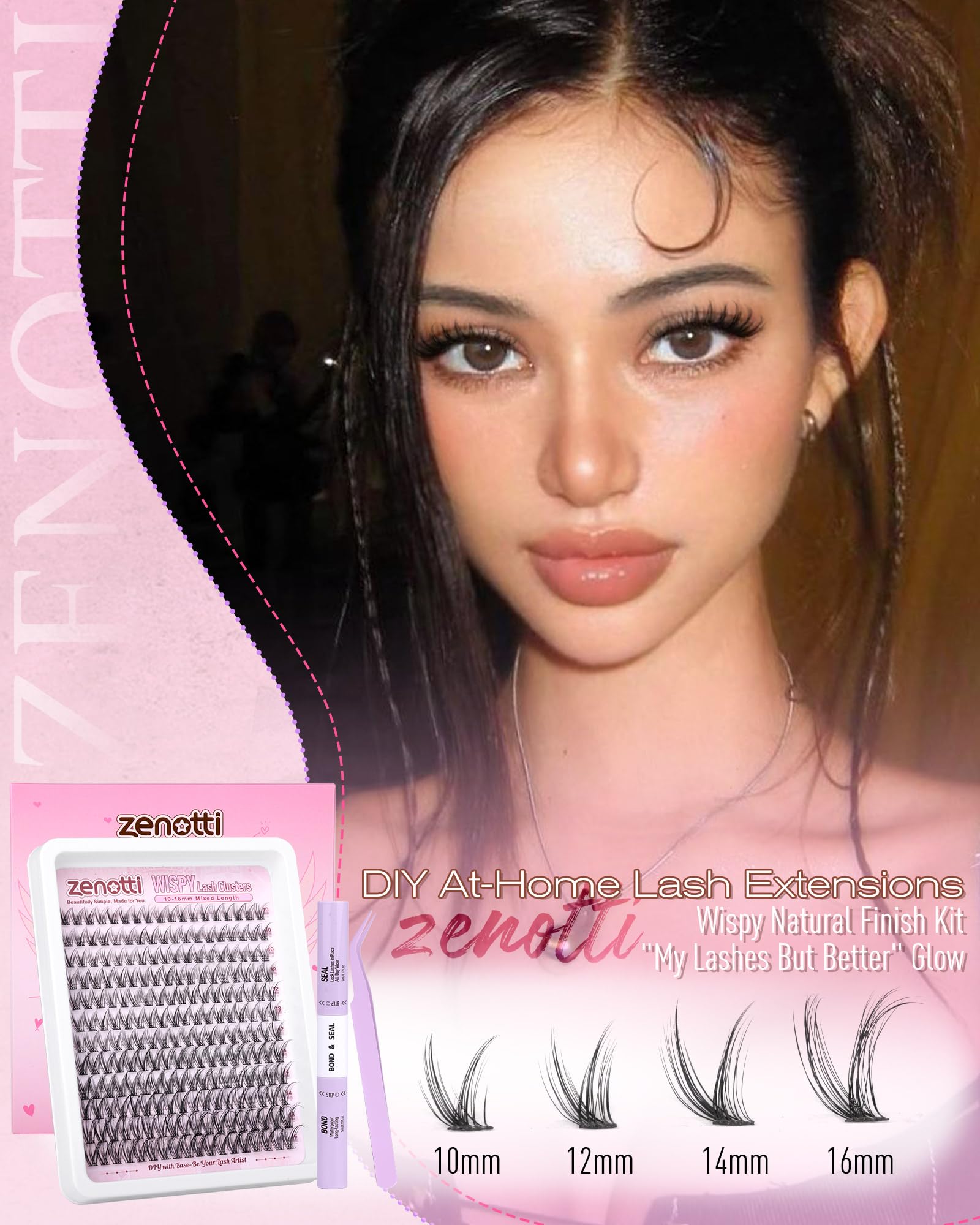 Zenotti Lash Clusters Kit Wispy – DIY Natural Lashes 216pcs (10–16mm)