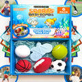 ZenseMe Bath Bombs for Kids — Sports Surprise Inside, 6 x 2.5 oz Gift Set with Educational Flash Cards, Organic Handmade