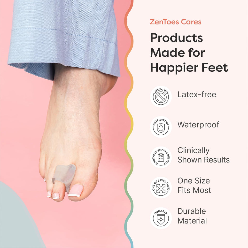 ZenToes Firm Gel Toe Separators | 4 Pack for Toe Alignment & Bunions