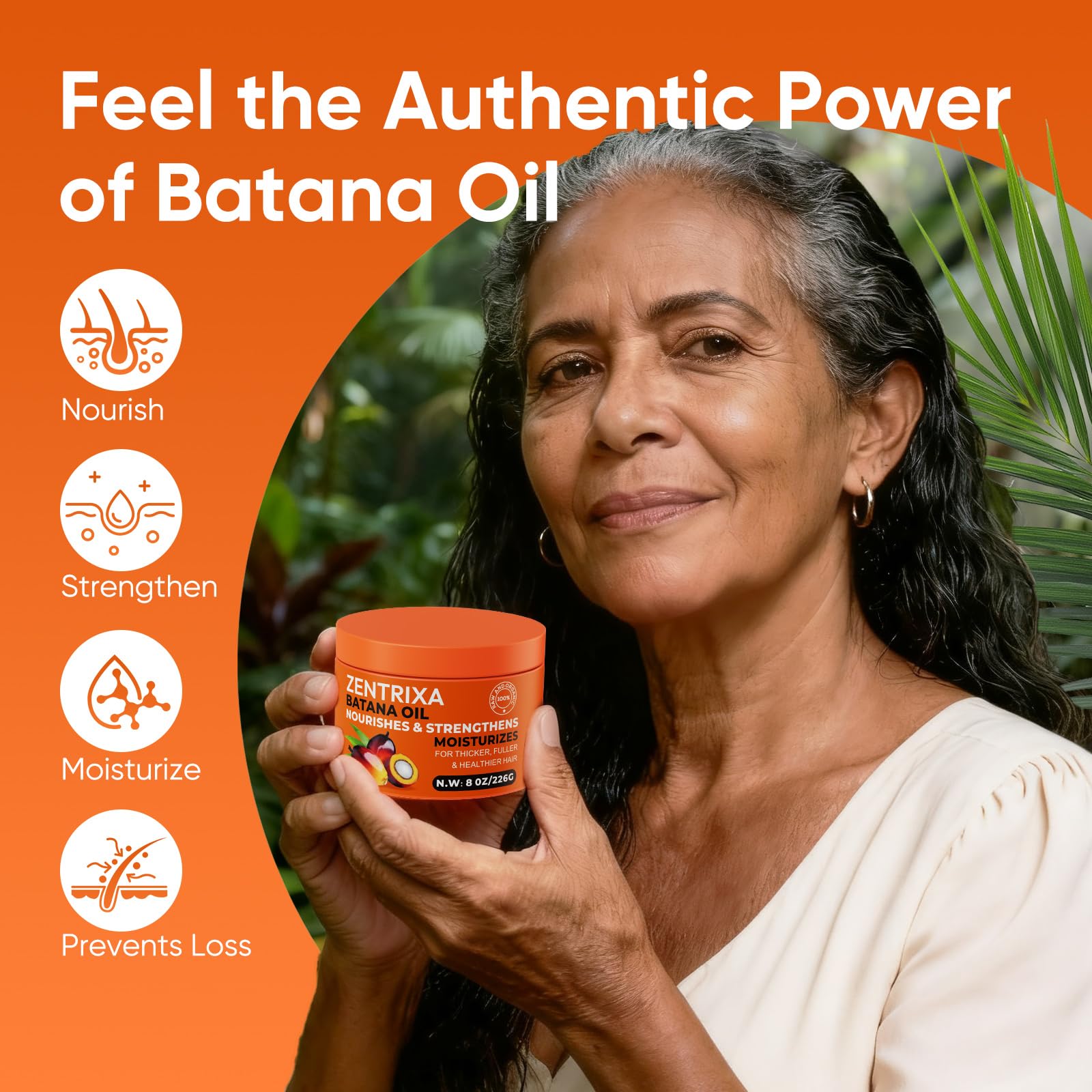 ZENTRIXA Batana Oil for Hair – 100% Raw, Cold-Pressed & Organic (8 oz)