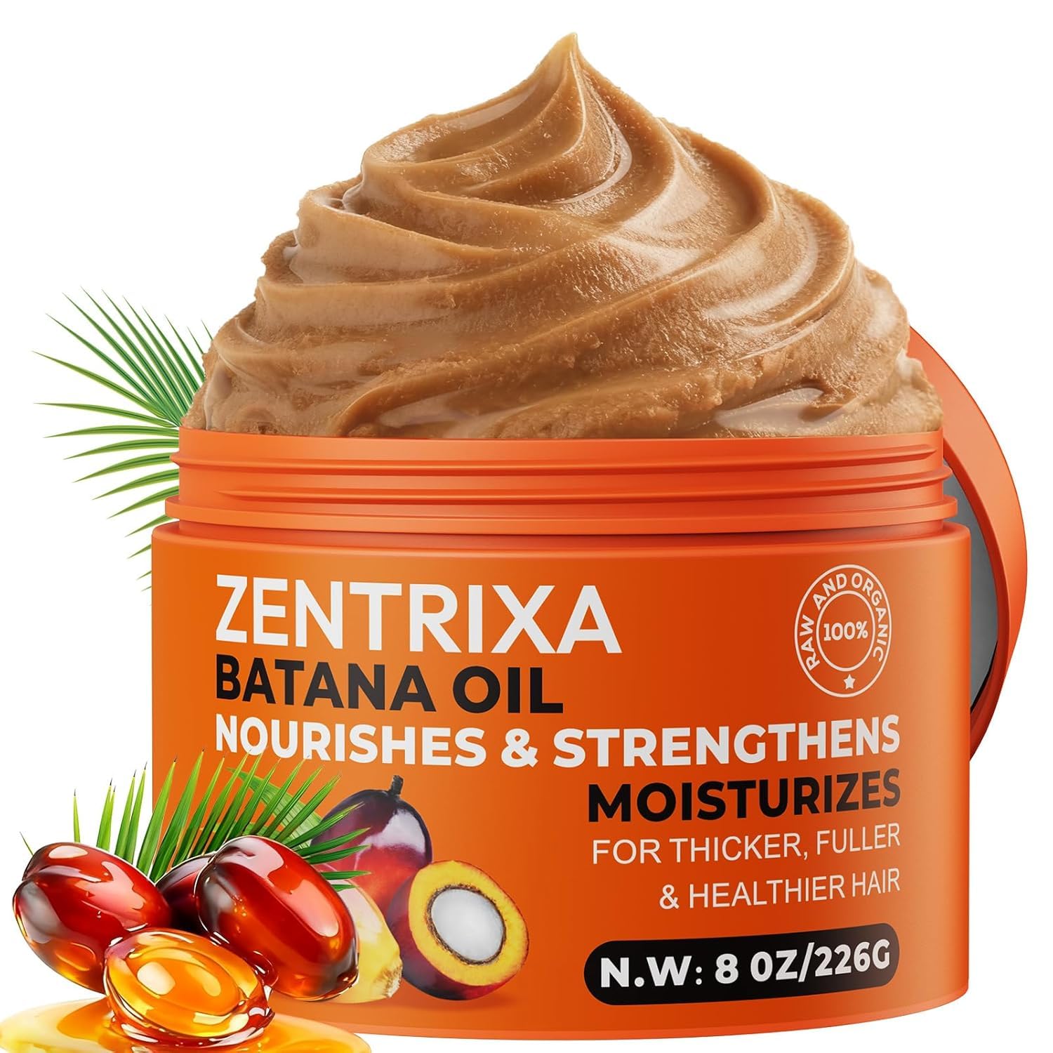 ZENTRIXA Batana Oil for Hair – 100% Raw, Cold-Pressed & Organic (8 oz)
