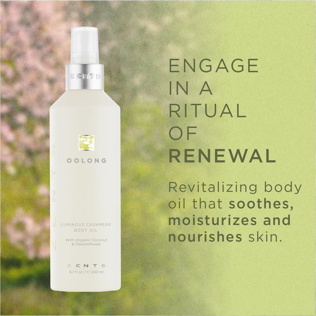 Zents Luminous Cashmere Body Oil (Anjou) – Hydrating Oil with Vitamin E & Organic Coconut Oil | 8 fl oz