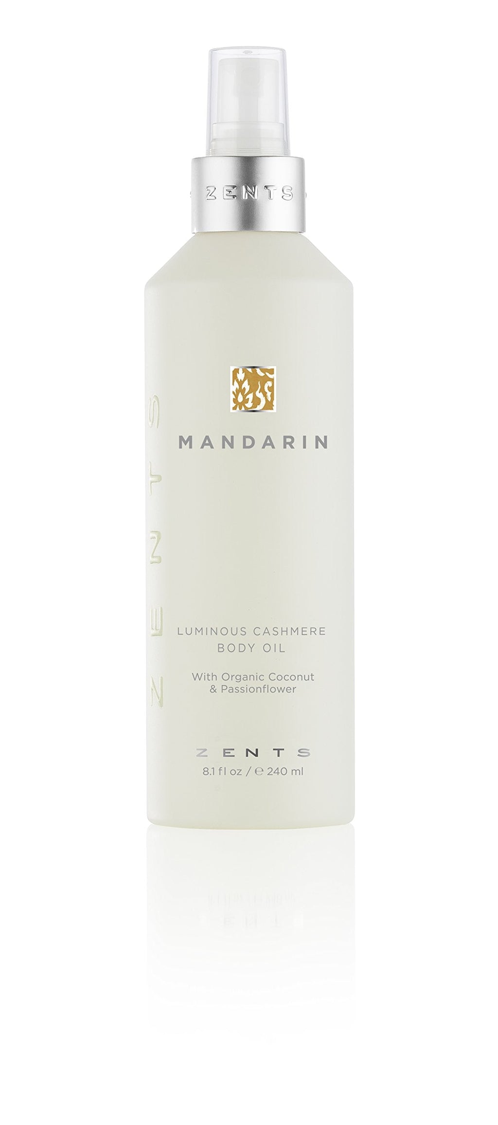 Zents Luminous Cashmere Body Oil – Mandarin Fragrance | Hydrating Body Oil with Vitamin E & Organic Coconut Oil | Softens & Smooths Skin | 8 fl oz