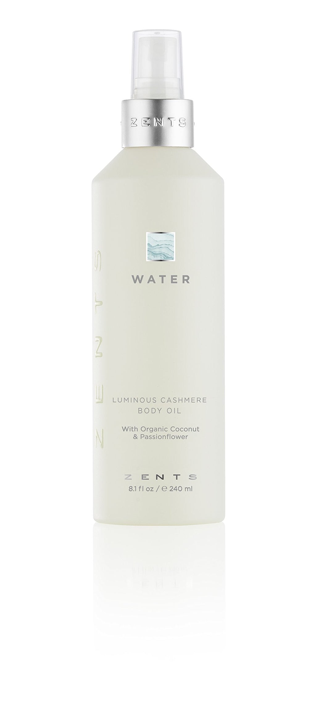 Zents Luminous Cashmere Body Oil (Water Fragrance) | Hydrating Oil with Vitamin E & Organic Coconut | 8 oz