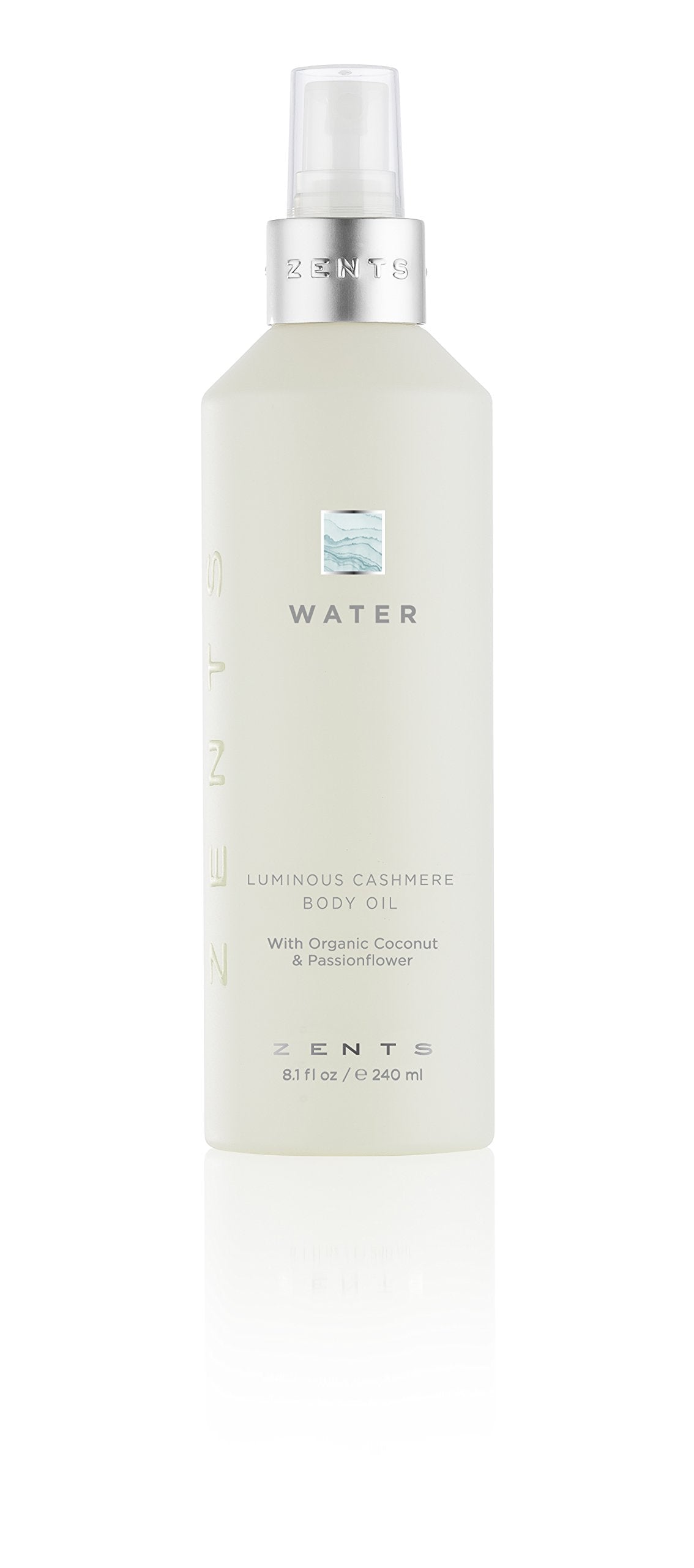 Zents Luminous Cashmere Body Oil (Water Fragrance) | Hydrating Oil with Vitamin E & Organic Coconut | 8 oz
