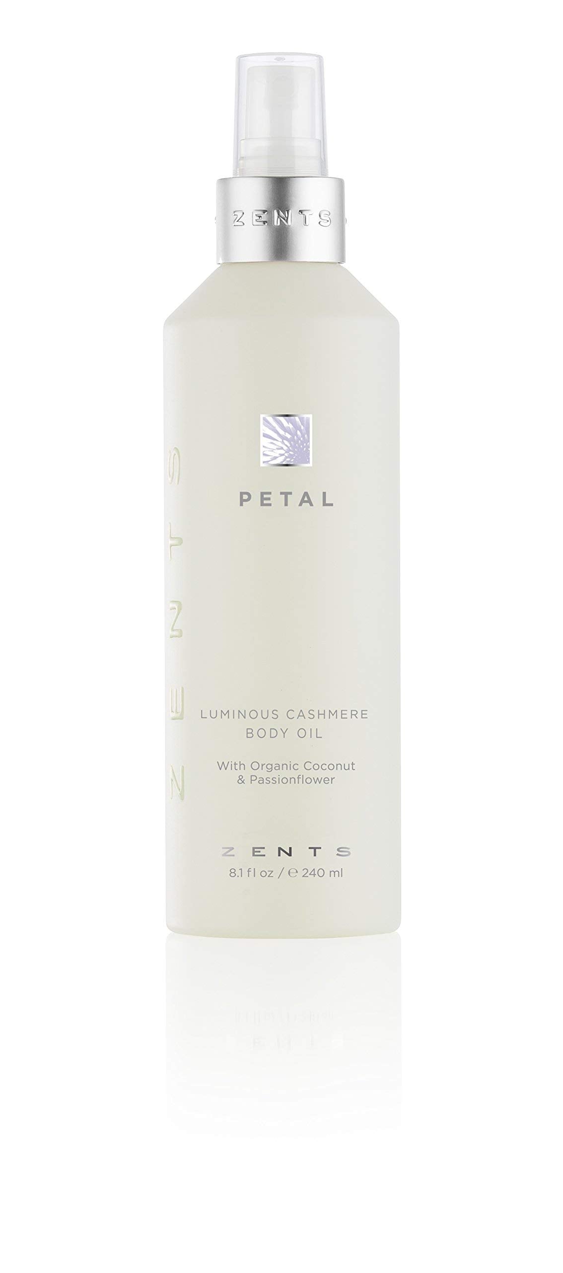 Zents Luminous Cashmere Body Oil – Petal Fragrance, 8 oz | Hydrating Coconut Oil & Vitamin E