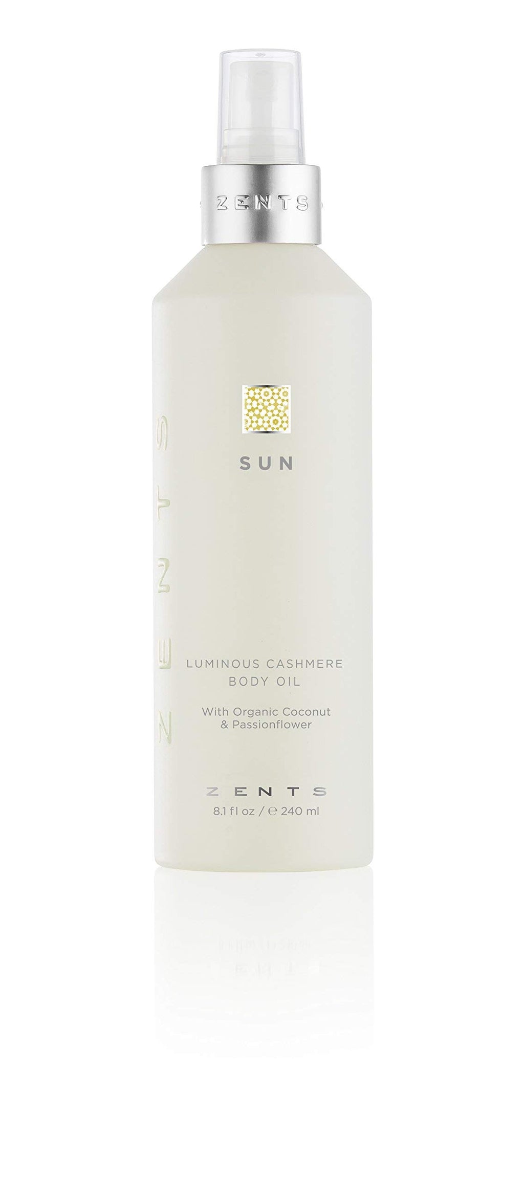 Zents Luminous Cashmere Body Oil (Sun Fragrance) | Moisturizing Oil with Vitamin E & Organic Coconut Oil | 8 oz