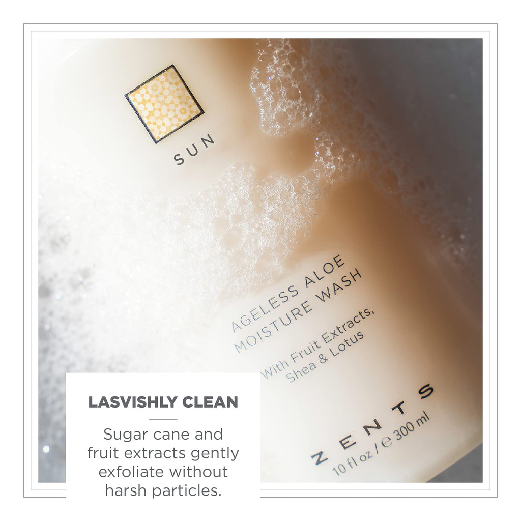 ZENTS Hand & Body Wash (Sun Fragrance) — Hydrating, Age-Defying Cleanser with Organic Shea Butter & Aloe | 10 fl oz