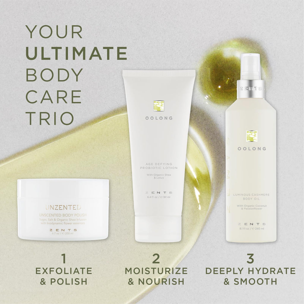 Zents Luminous Cashmere Body Oil (Oolong) | Vitamin E & Organic Coconut Oil | Softens & Smooths Skin | 8 fl oz