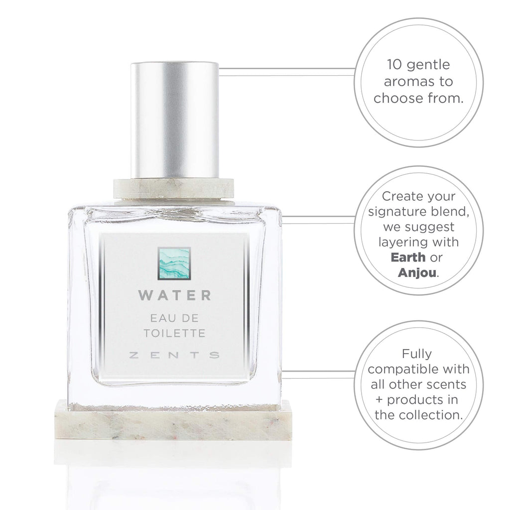 Zents Water Eau de Parfum – Unisex Fresh Scent with Chamomile, Coriander & Lemon | 1.69 oz