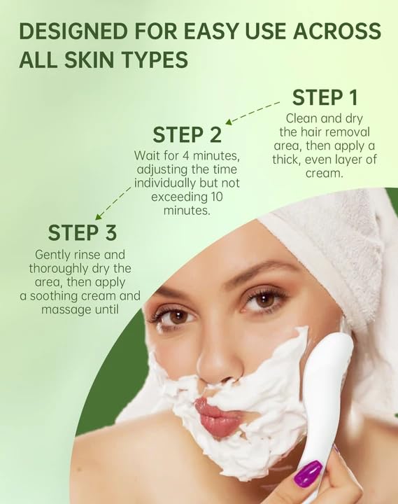 Zeponyx Painless Facial Hair Removal Cream for Women – Sensitive Skin 2-in-1 Kit (4-Minute, 7-Day Smooth) | Upper Lip & Chin