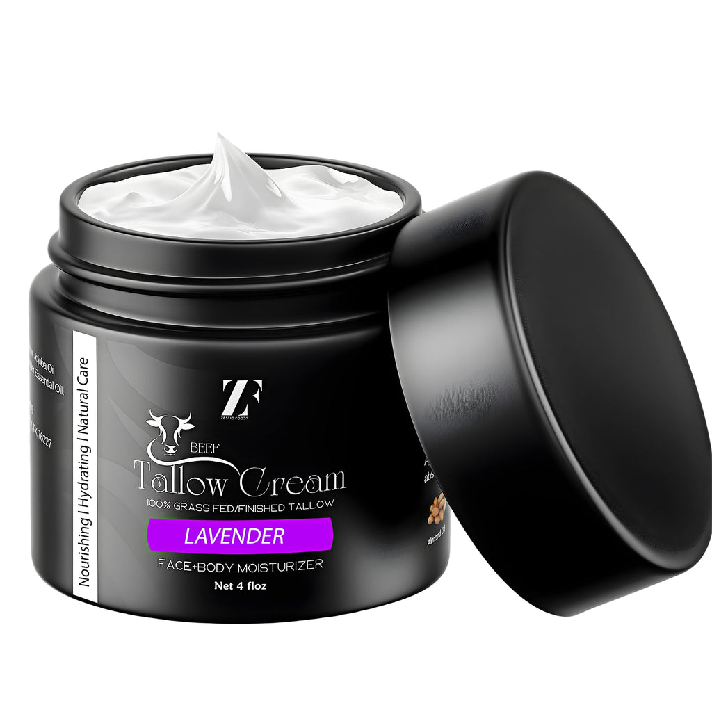 ZESTIQ FOODS ZF 100% Grass-Fed Beef Tallow – Lavender Whipped Moisturizer for Face & Body