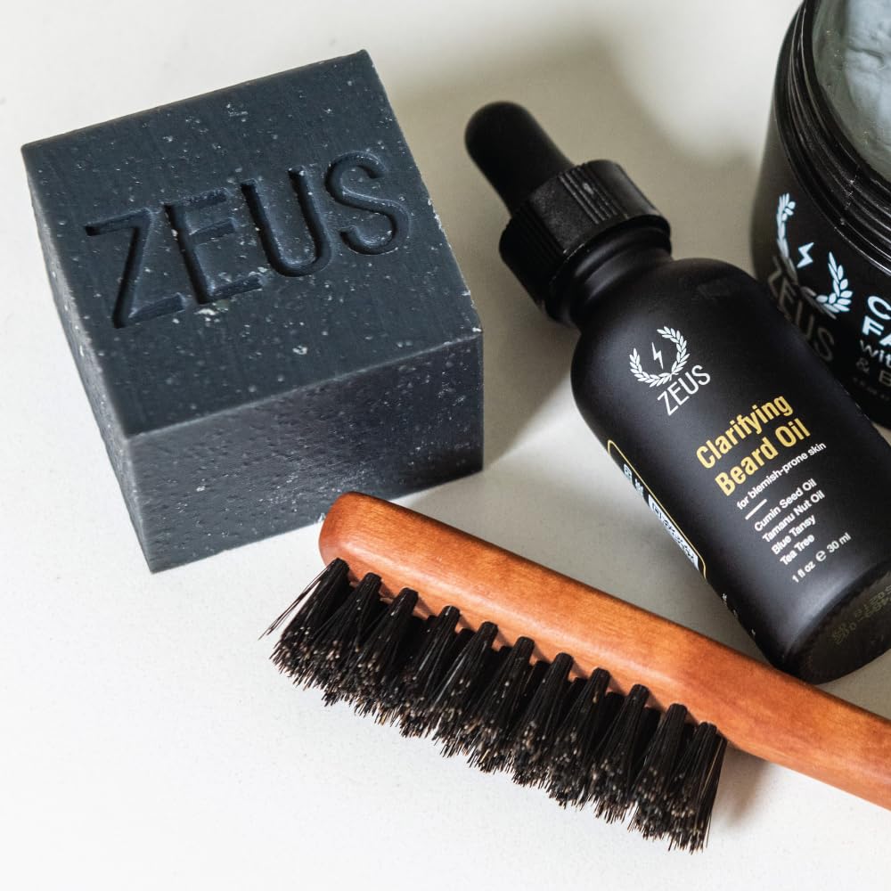 ZEUS Beard Wash Bar for Men – All-Natural Hydrating Shampoo & Skin-Clarifying Beard Care with Verbena Lime | Made in USA