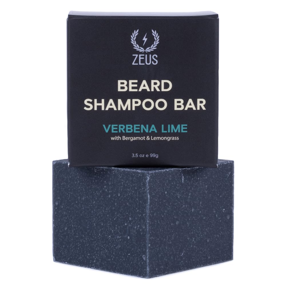 ZEUS Beard Wash Bar for Men – All-Natural Hydrating Shampoo & Skin-Clarifying Beard Care with Verbena Lime | Made in USA