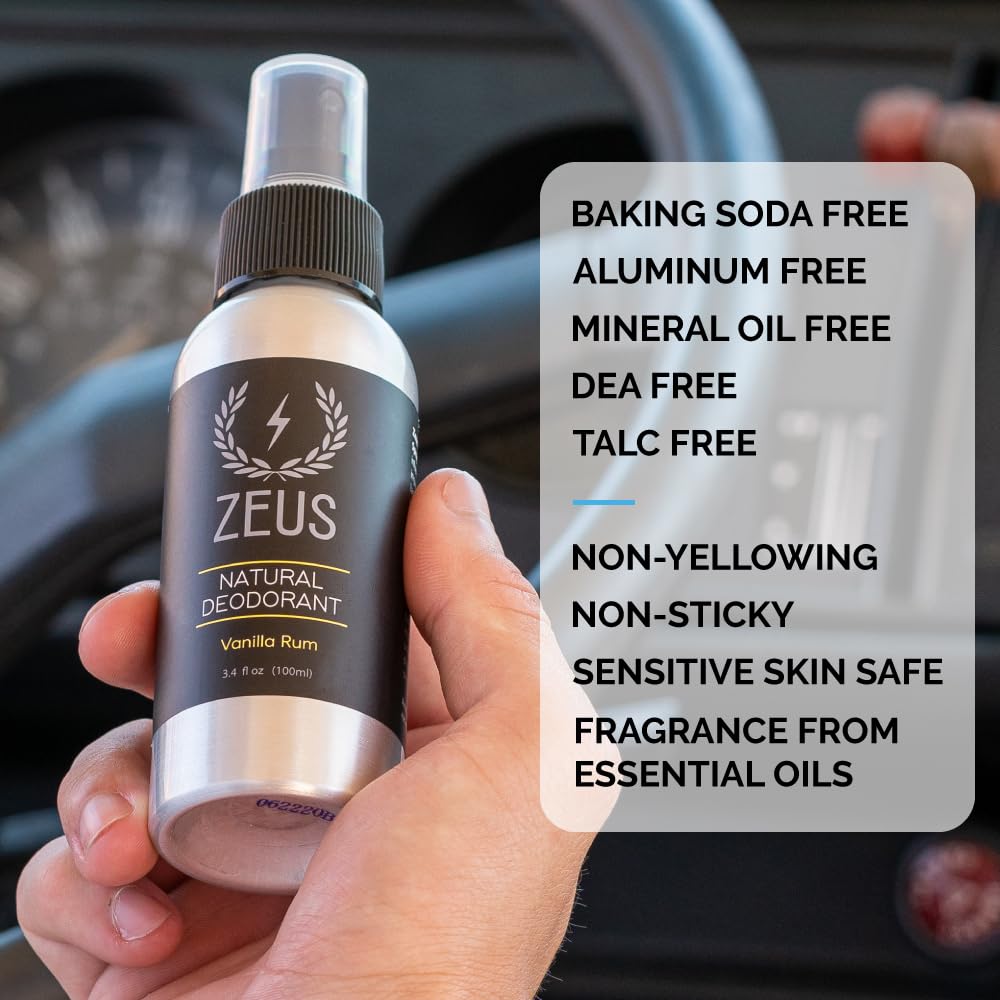 ZEUS Natural Sandalwood Deodorant Spray for Men – Aluminum-Free, Vegan, Made in USA