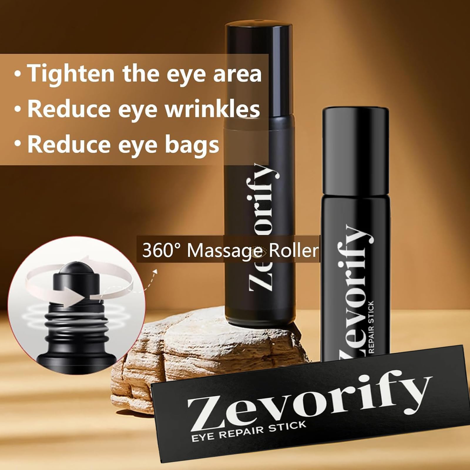 Zevorify Eye Repair Stick for Men | Cooling Under-Eye Roller, Depuff & Hydrate