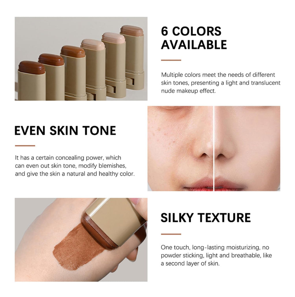 ZEXILILA 2 Pcs Foundation Stick – Serum-Infused Skin Tint & Contour, Shade #03 (0.63 oz)