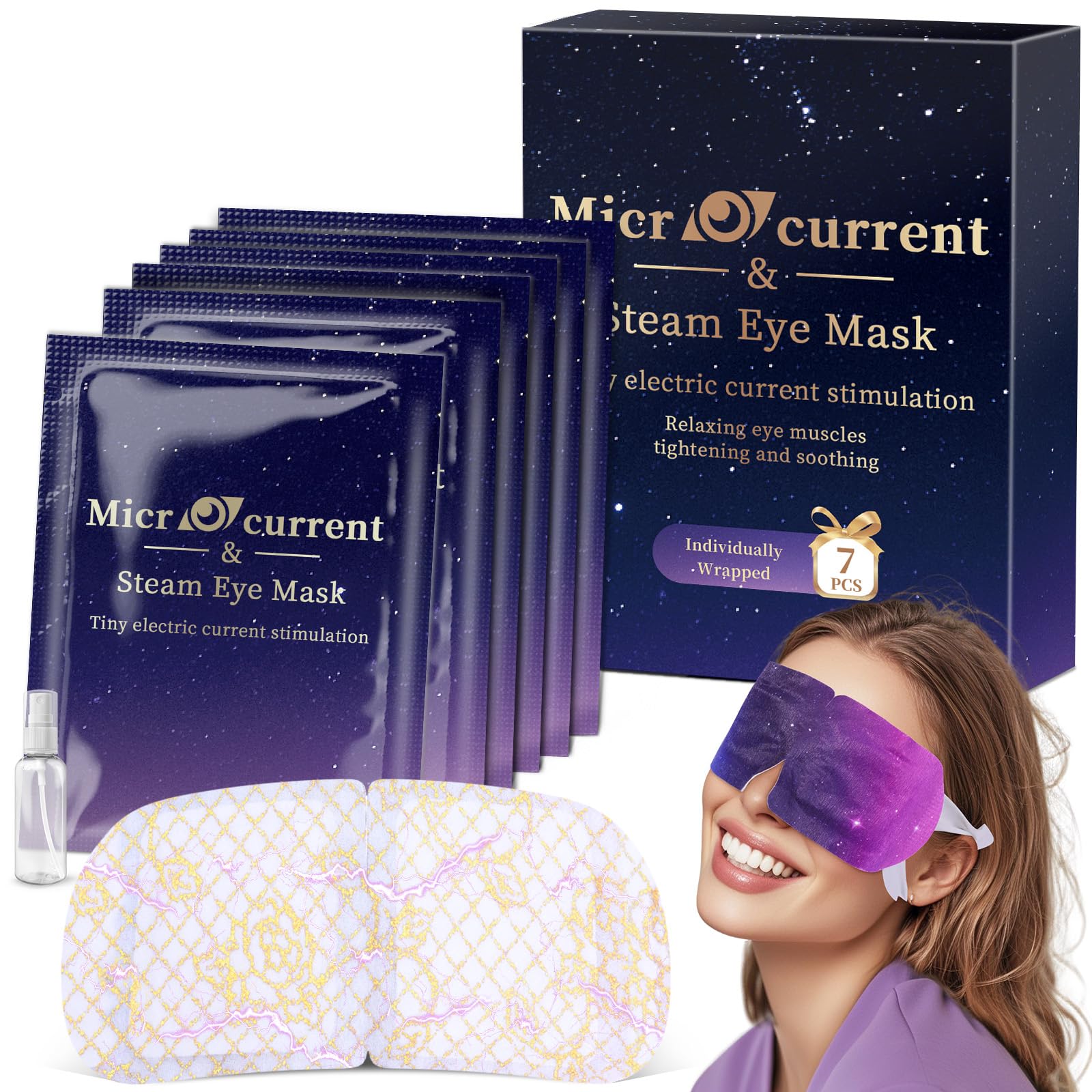 ZHENYEMEI 7Packs Microcurrent Heated Eye Mask – Dry Eye Relief, Sleep Steam, Warm Compress