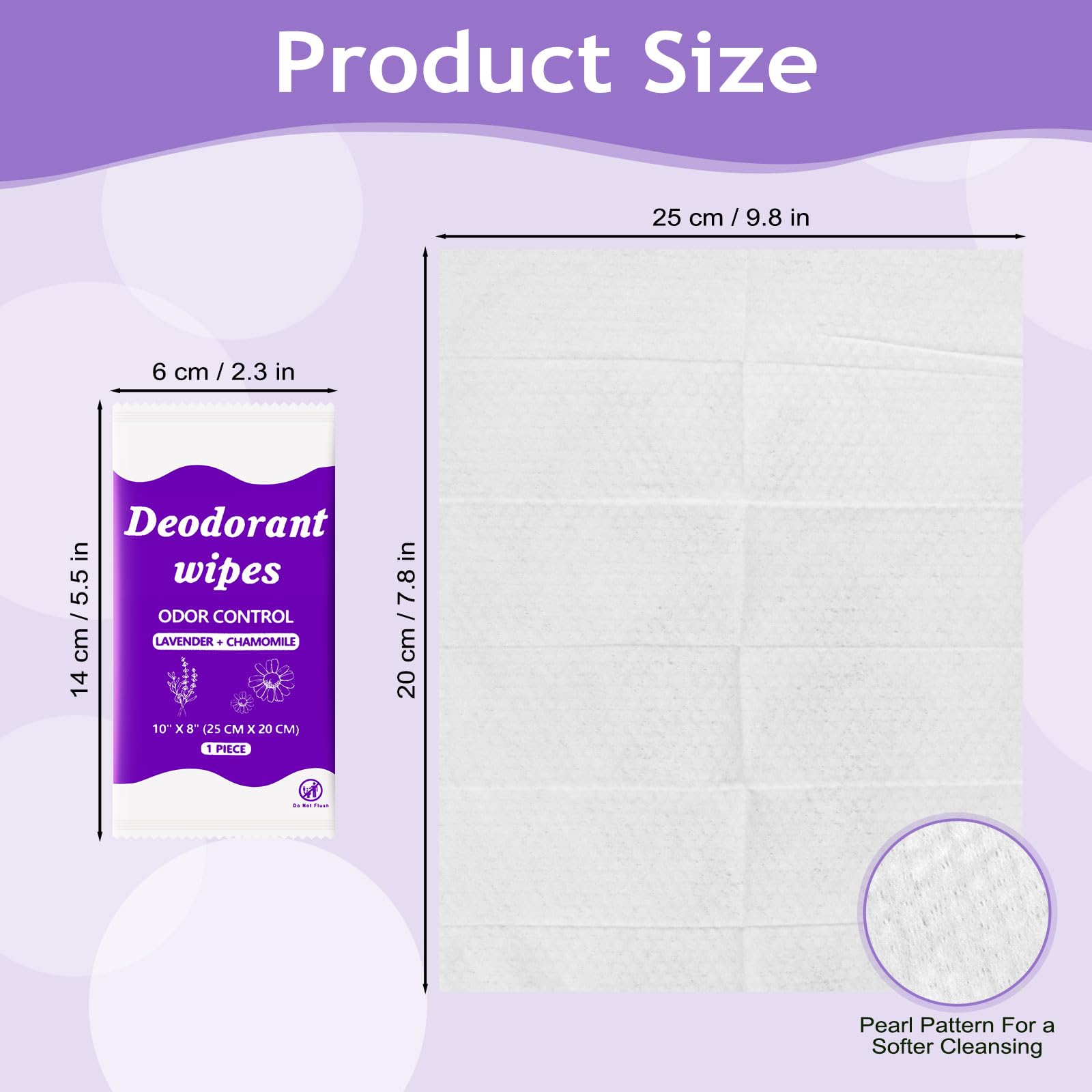 Zhjianup Travel Deodorant Wipes – 100 Pack, No-Rinse Body Wipes for Travel, Gym, Camping (Lavender Chamomile)