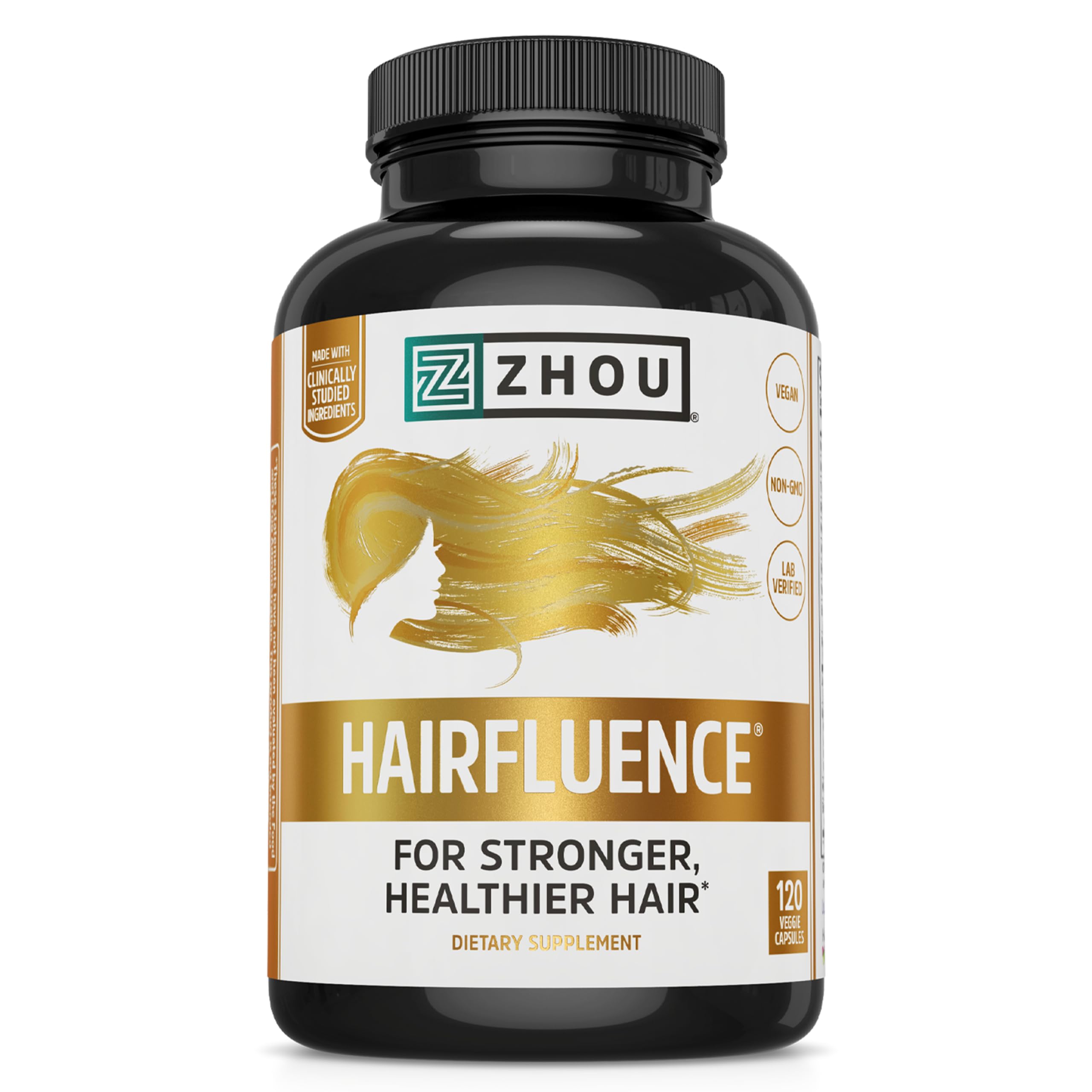 ZHOU Hairfluence – Vegan Biotin & Keranat Hair Growth Supplement for Hair, Skin & Nails | 120 Capsules