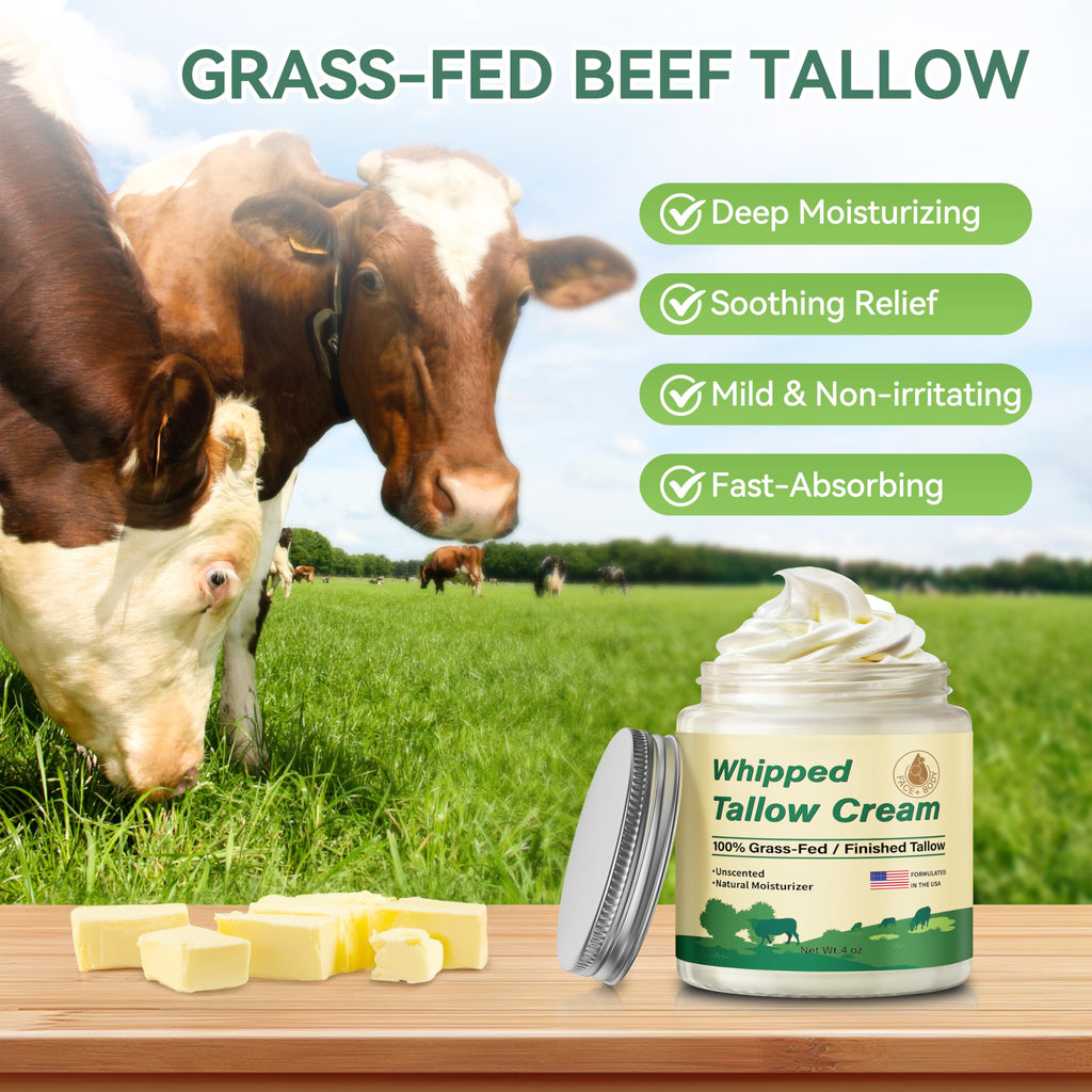 ZIIDII Beef Tallow Moisturizer – Organic Grass-Fed, Unscented Face & Body Balm, 4oz