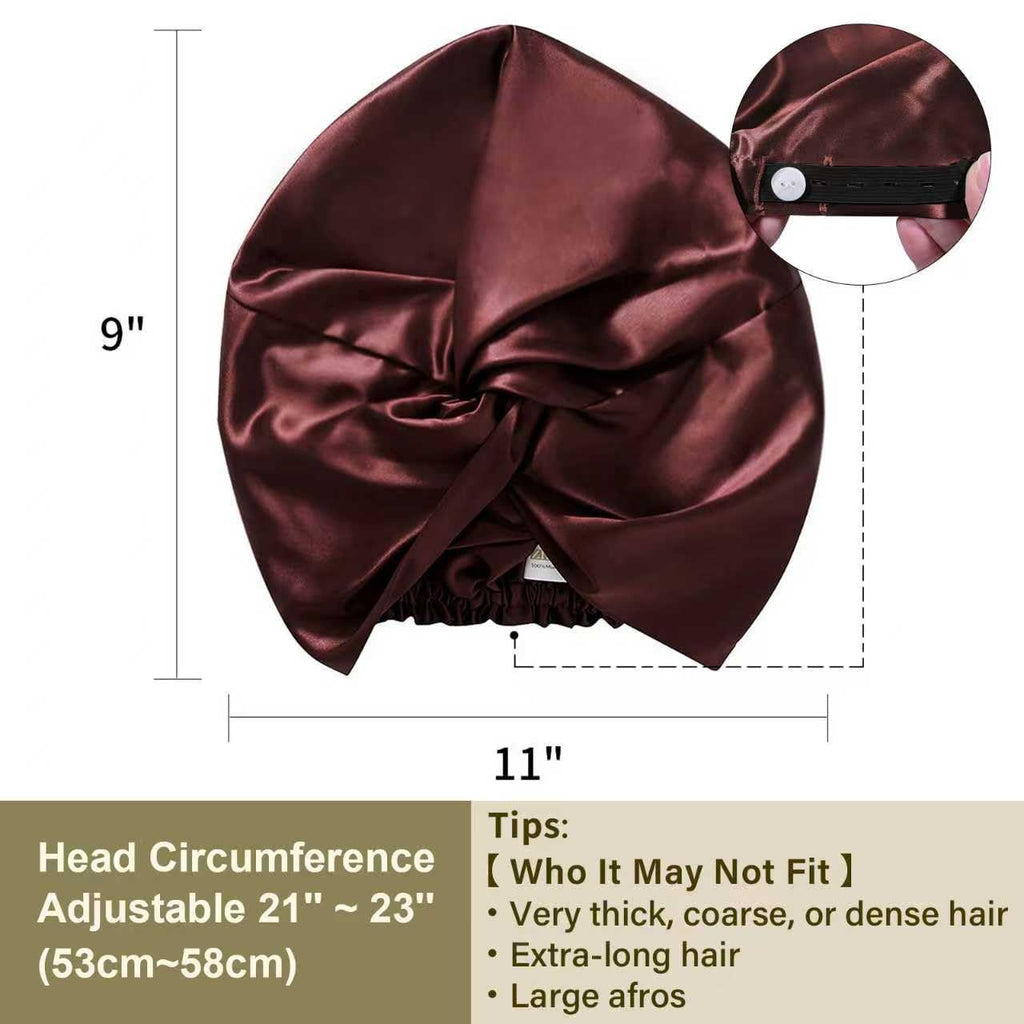 ZIMASILK 22 Momme Silk Bonnet – 100% Mulberry Silk Hair Wrap with Adjustable Elastic Bar, Burgundy