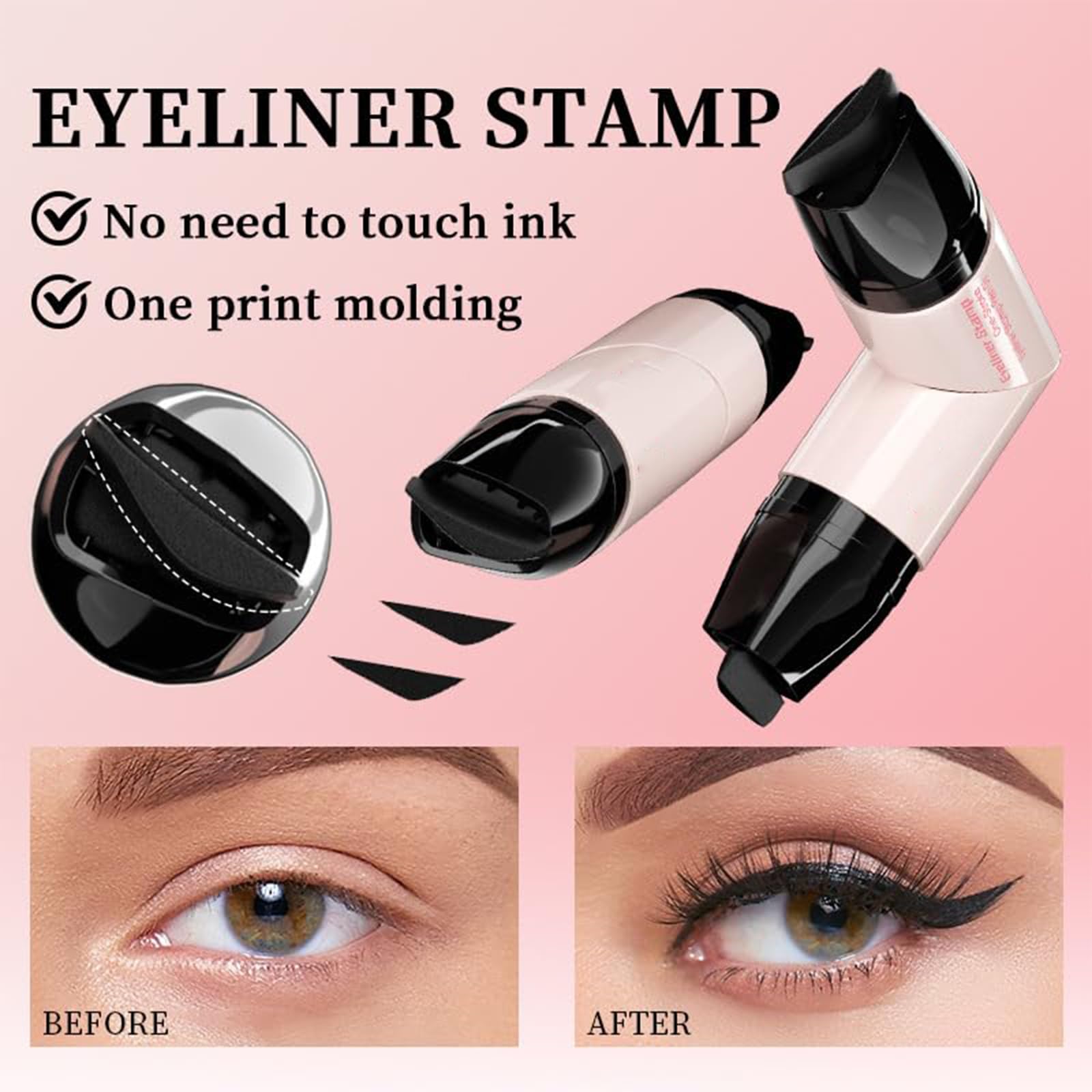 zimdun 2 Pcs Rotating Eyeliner Stamp Set – Foldable Winged Eyeliner Tool, Waterproof & Smudge-Proof (Black & Brown)